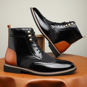 <span class=keywords><strong>Bottes</strong></span> Martin vintage en cuir PU pour hommes, à lacets, antidérapantes, pour affaires, mode urbaine et occasions formelles - Product Image 4