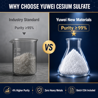 Cesium Sulfate Anhydrous (Cs2SO4) CAS 10294-54-9 Merek Yuwei Kemurnian Tinggi (99%) Katalis Industri EINECS 233-662-6 Asal Hubei