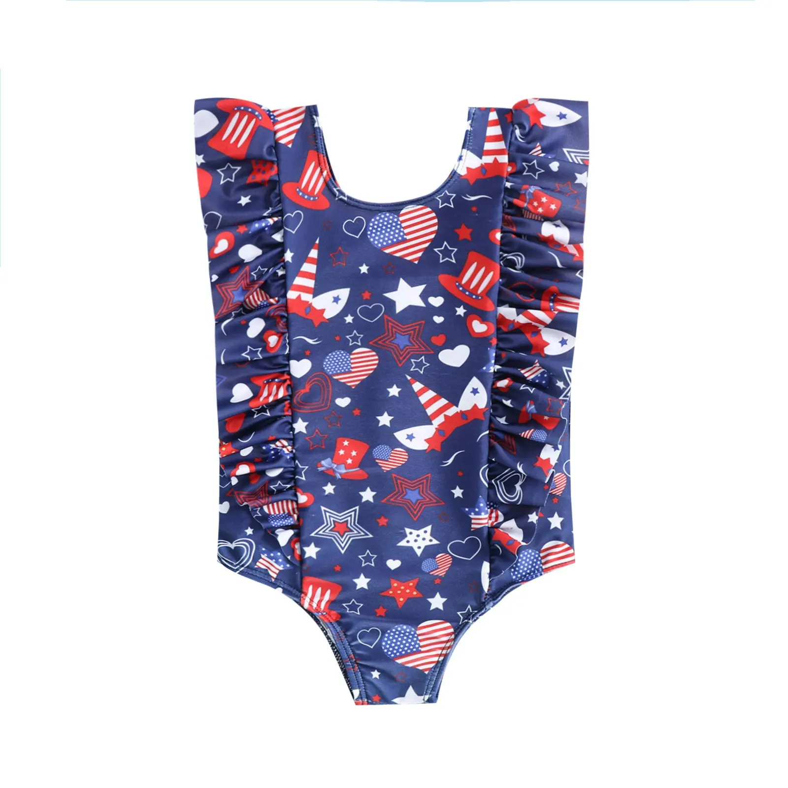 belted Girls one-piece ruffled swimsuit baby girl hot spring beach swimsuit