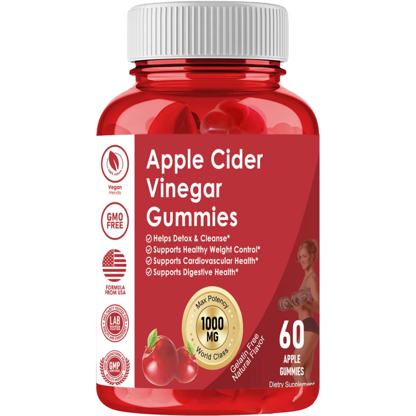 Pack De 4 Compléments Plix ACV - Vinaigre De Cidre Effervescent Saveur Pomme - 15 Comprimés/boîte