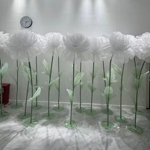 تخفيضات هائلة زهور اصطناعية ديكور الفاوانيا الأورجانزا مع جذع مجاني وقاعدة للمنزل الزفاف حفلة خلفية المهرجان - Product Image 5