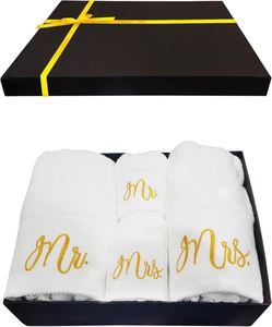 Serviettes en coton personnalisées blanches Flingertip - Souvenir de mariage, serviette pour la mariée - Product Image 1