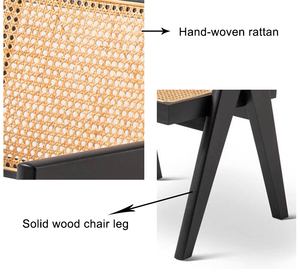 Bắc Âu moedrn rắn gỗ mây trở lại ăn uống ghế gỗ tếch mây cafe ghế - Product Image 3