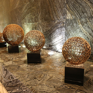K081 bola dorada de acero inoxidable decoraciones escultura colgante abstracta hogar Oficina hotel lujo arte decoración moderna - Product Image 3