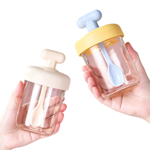 Recipientes portátiles sellados para avena con tapas y cucharas, 400 ml, taza de yogur para llevar, para leche, cereales, avena - Product Image 5