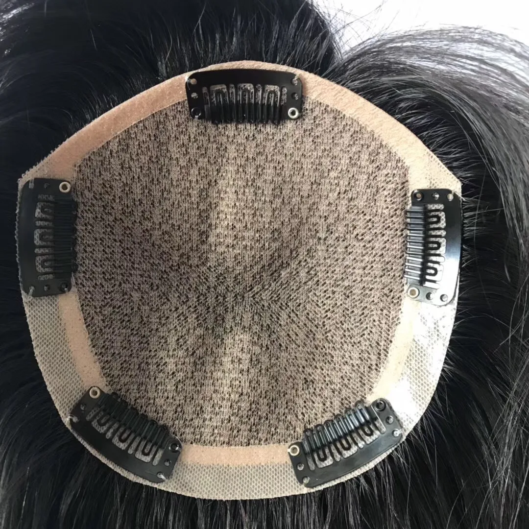 HZXHair-Topper de cabelo humano chinês não processado para mulheres, cor preta, base de seda, atacado, preço de fábrica
