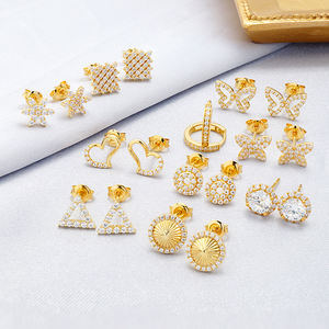 Оптовая продажа, серьги-гвоздики, серьги-гвоздики из натурального 750 18 карат, ювелирные изделия для пирсинга, серьги для маленьких девочек и женщин - Product Image 5