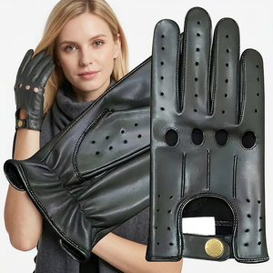 Gants de conduite en cuir pour femmes, doublés en cachemire, compatibles écran tactile, légers, respirants, conçus pour la conduite automobile, utilisables en toutes saisons - Product Image 1