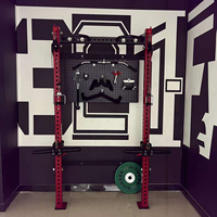 Rack de musculation mural pliable 75x75mm, cage à squats robuste, barre de traction multi-prise, découpe laser, usage commercial/privé, capacité 70kg