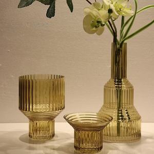 European-style Vertical Pattern <b>Glass</b> Vase with a Large Belly - Product Image 5