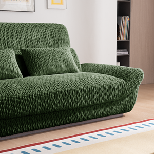 Canapé-lit compact en tissu carré moderne à deux places avec coussin en mousse rempli, dossier profond, siège profond, salon, villa, appartement - Product Image 2