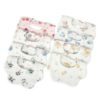 Ins vente ronde chaude coton bio bavoirs à salive pour bébé imprimé mignon doux respirant 6 couches mousseline coton infantile bébé Bandana bavoirs
