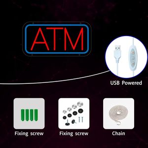 ป้ายไฟนีออน ATM รูปทรงสี่เหลี่ยมผืนผ้า อะคริลิคติดผนัง ไฟ LED ปรับความสว่างได้ สำหรับตกแต่ง ใช้พลังงานจาก USB ป้ายไฟอะคริลิคแบบแขวน - Product Image 3