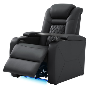 Divano Reclinabile Moderno e Essenziale in Vera Pelle con Poggiatesta Elettrici in Memory Foam, Luci LED, Vano Portaoggetti, Porte USB, Struttura in Legno e Metallo - Product Image 2