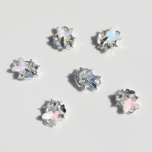 Pendentif Papillon en Alliage Effet Goutte Rose Bleu Violet, Strass à Dos Plat Scintillant pour Ongles, pour Accessoires de Bijoux DIY - Product Image 4