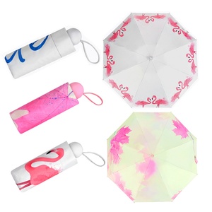 Mini 5-Fold <b>Windproof</b> Iron Frame <b>Umbrella</b> Small Women Full Pattern Printing Portable Compact Manual Plastic Handle - Product Image 1