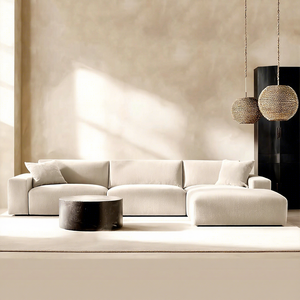 Indoor Living Room Furniture Set, Solid <strong>Wood</strong> <strong>Frame</strong> Fabric Sectional <strong>Sofa</strong> with Coffee Table - Product Image 1