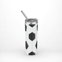 Gobelet isotherme fin en acier inoxydable à double paroi moderne de 20 oz, design football, thermos sous vide, isolation thermique de 6 à 12 heures, couvercle sans BPA