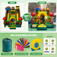 Structure gonflable commerciale en PVC pour événements et fêtes, modèle Abeille de la Forêt, avec toboggan gonflable sec pour enfants