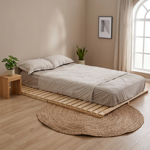 Solid Wood Foldable Extendable <b>Queen</b> Platform <b>Bed</b> <b>with</b> <b>Storage</b>-Minimalist Design for Home & Hotel Use - Product Image 2