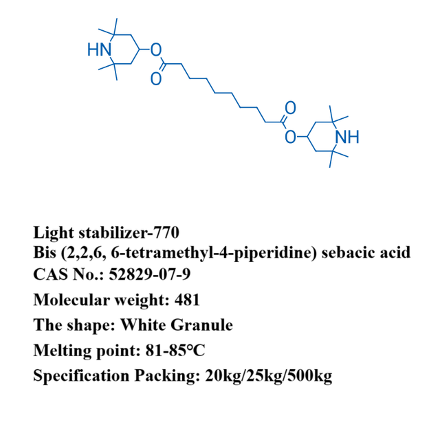 Bis (2,2,6, 6-tetramethyl-4-piperidine) Sebacic Acid CAS No. 52829-07-9 Light Stabilizer -770 UV-770
