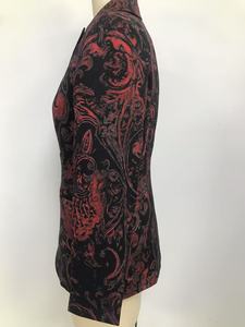 Cappotto da <span class=keywords><strong>Donna</strong></span> <span class=keywords><strong>in</strong></span> <span class=keywords><strong>Velluto</strong></span> Jacquard Viola-Nero Stile Retrò Autunnale Elegante con Motivo Barocco Imbottito Design Esclusivo con Bottoni - Product Image 6