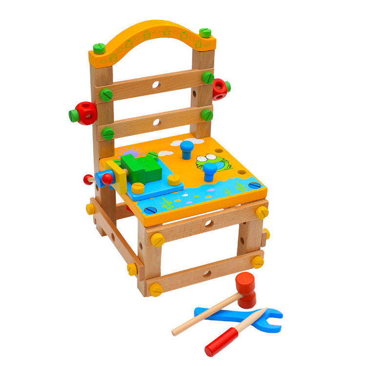 Набор для сборки стульев, Детские деревянные игрушки, пазл, Разборка и сборка деревянного стула