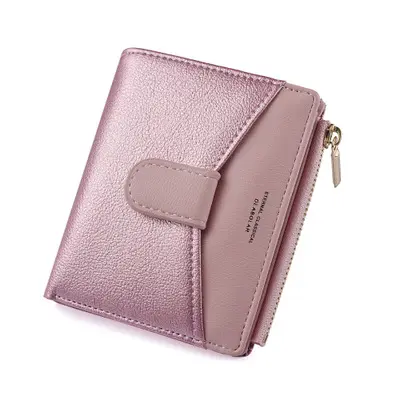 Wholesale Sequin Popular Pu Leather Coin Purse Women Mini Chic Short Pure Wallet With Zipper And Pocket