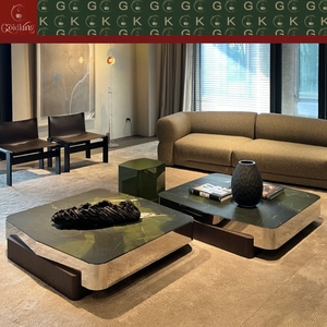 Mesa de Centro de Lujo GOLDKING <span class=keywords><strong>en</strong></span> Mármol Verde Aguacate, Losa Gruesa con Acabado Inoxidable, OEM ODM Directo - Product Image 4