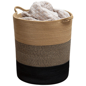 Woven Storage <b>Basket</b> <b>Round</b> Cotton Rope Eco-Friendly Clothing Organizer Laundry <b>Basket</b> - Product Image 5