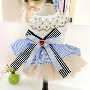 Mascota perro princesa vestido de novia tutú roseta y arco vestidos gato cachorro falda Primavera/Verano ropa - Product Image 3