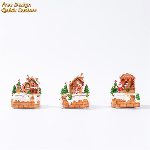 Aldea Navideña 2026 de Resina con Muñeco de Nieve y Chef en Movimiento, Luz LED, Decoración Navideña para <span class=keywords><strong>el</strong></span> Hogar - Product Image 4