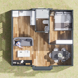 Casa Contenedor Prefabricada con Marco <span class=keywords><strong>de</strong></span> Acero y Puerta <span class=keywords><strong>de</strong></span> Aluminio con Doble Acristalamiento, Casas Prefabricadas Móviles para Obras <span class=keywords><strong>de</strong></span> Construcción - Product Image 1