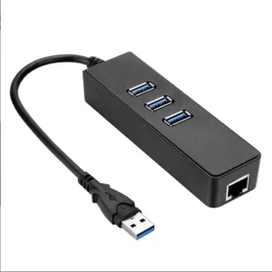 3端口USB 3.0便携式数据中心，带1 gbps以太网网络端口适配器