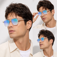 Lunettes de soleil rétro carrées à monture transparente avec verres dégradés et protection UV400 pour un usage quotidien unisexe et les trajets domicile-travail