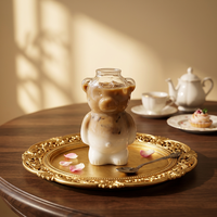 Tasse en verre borosilicate soufflé à la main, verre à boire réutilisable en forme d'ours en peluche, mug en verre pour la décoration de fête et de la maison