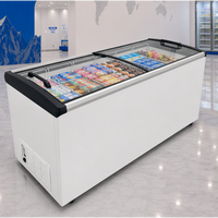 Flat Sliding Door Ice Cream Display Cabinet Led Light Box High Quality Commercial Freezer Open Door for Cake Display Cooling