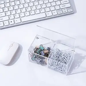 Porte-capsules en acrylique transparent avec couvercle, boîte à tiroir en plastique organisateur bureau Cube conteneurs pour bijoux