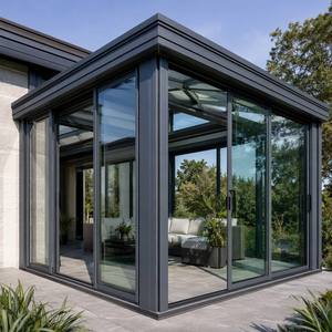 Véranda <span class=keywords><strong>moderne</strong></span> en aluminium isolée avec double vitrage Low-E, <span class=keywords><strong>solarium</strong></span> toutes saisons pour jardin extérieur, villa, patio, hôtel, parc - Product Image 6
