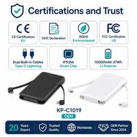 Batterie externe portable avec câble intégré 10000 mAh PD 20W à charge rapide USB-C pour iPhone 16 et iPad Pro