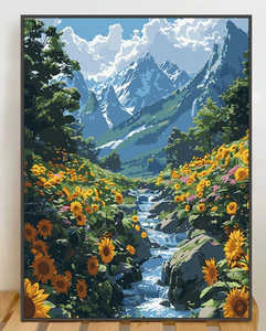 Décoration d'intérieur : <span class=keywords><strong>Peinture</strong></span> <span class=keywords><strong>acrylique</strong></span> <span class=keywords><strong>tournesol</strong></span> peinte <span class=keywords><strong>à</strong></span> la main, thème floral style européen, <span class=keywords><strong>peinture</strong></span> par numéros facile <span class=keywords><strong>à</strong></span> réaliser soi-même - Product Image 2