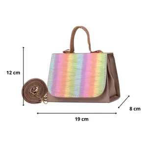 Sac bandoulière Faina pour femme en PU or rose, imperméable, avec fermeture éclair, rayures et lettres, tendance, pour usage quotidien - Product Image 1