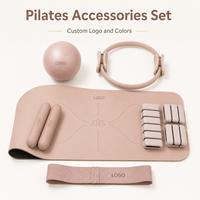 Set de Accesorios de Pilates de Color Personalizado con Tapete de Yoga, Mancuernas, Bandas Elásticas y Pesas para Tobillos, Kit de Pilates para Entrenamiento en Casa o Estudio