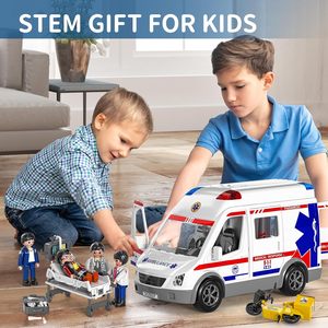 Camion d'<span class=keywords><strong>ambulance</strong></span> à inertie avec lumières et sons, <span class=keywords><strong>jouet</strong></span> de simulation pour enfants, idéal pour jouer à faire semblant de médecin en intérieur - Product Image 5