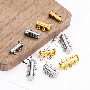 2/<span class=keywords><strong>3</strong></span>/4/5 <span class=keywords><strong>loop</strong></span> berlapis emas tabung baja tahan karat konektor gesper untuk multi-helai lapisan kalung membuat perhiasan temuan - Product Image 5