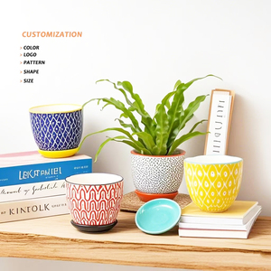 Pot de <span class=keywords><strong>fleur</strong></span> rond en céramique dessiné à la main nordique plateau de jardinière succulente en porcelaine émaillée de couleur personnalisable <span class=keywords><strong>pour</strong></span> une utilisation dans le jardin - Product Image 1