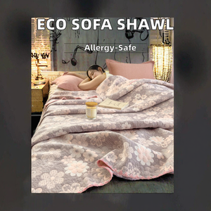 Venta caliente 100% algodón puro siesta nueva oficina siesta chal decorativo manta ecológica cubierta de sofá de hilo de tres capas bordada - Product Image 2