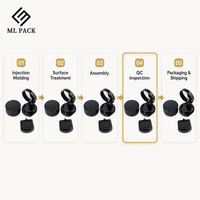 Miroir compact rond vide écologique 75x35mm, capacité 15g, boîtier ABS, doublure PP, noir brillant, cosmétique OEM, vente en gros