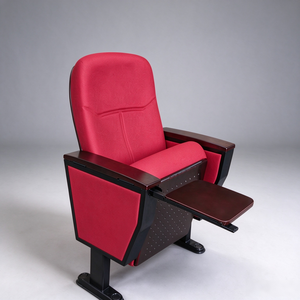 Chaise d'auditorium commerciale moderne en tissu rouge avec <span class=keywords><strong>tablette</strong></span> d'écriture pliable, dossier rembourré, siège de théâtre pour projet scolaire - Product Image 1