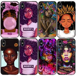 Coque pour Iphone fille africaine, cheveux noirs, aquarelle colorée, Design artistique, couverture de Protection en TPU mince, Offre Spéciale